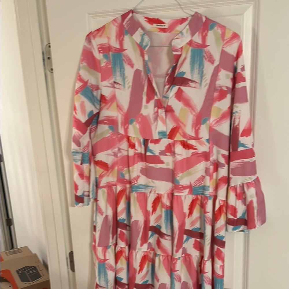 Sunday Up Colorful Abstract Print Women's Dress